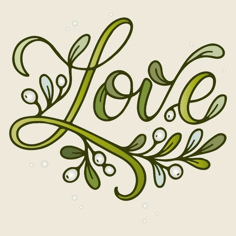 Love lettering with mistletoe
