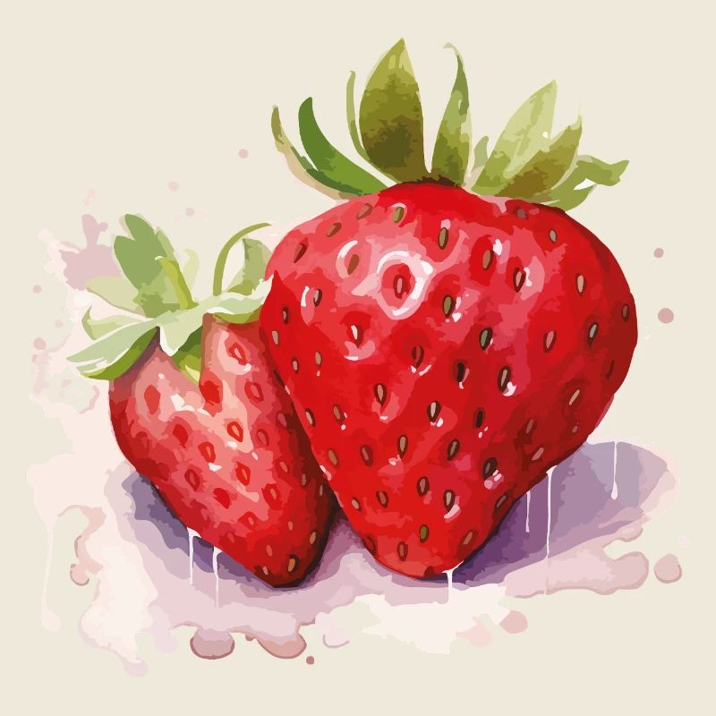 Wasserfarben Erdbeeren