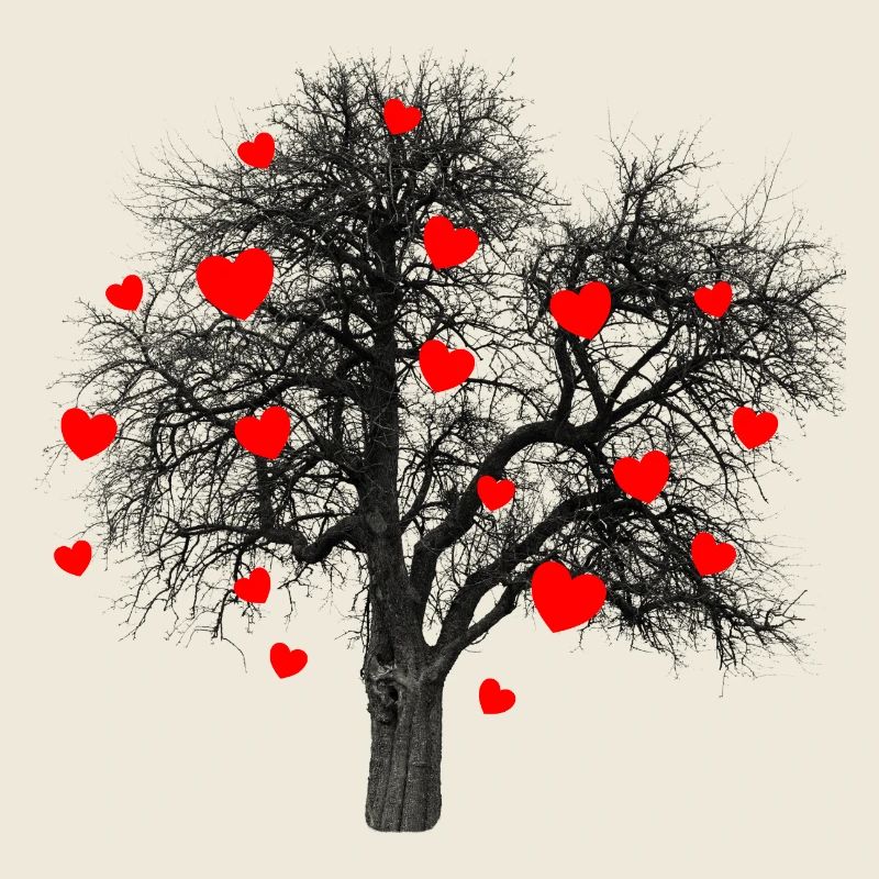 Rote Herzen Baum mit Herzen