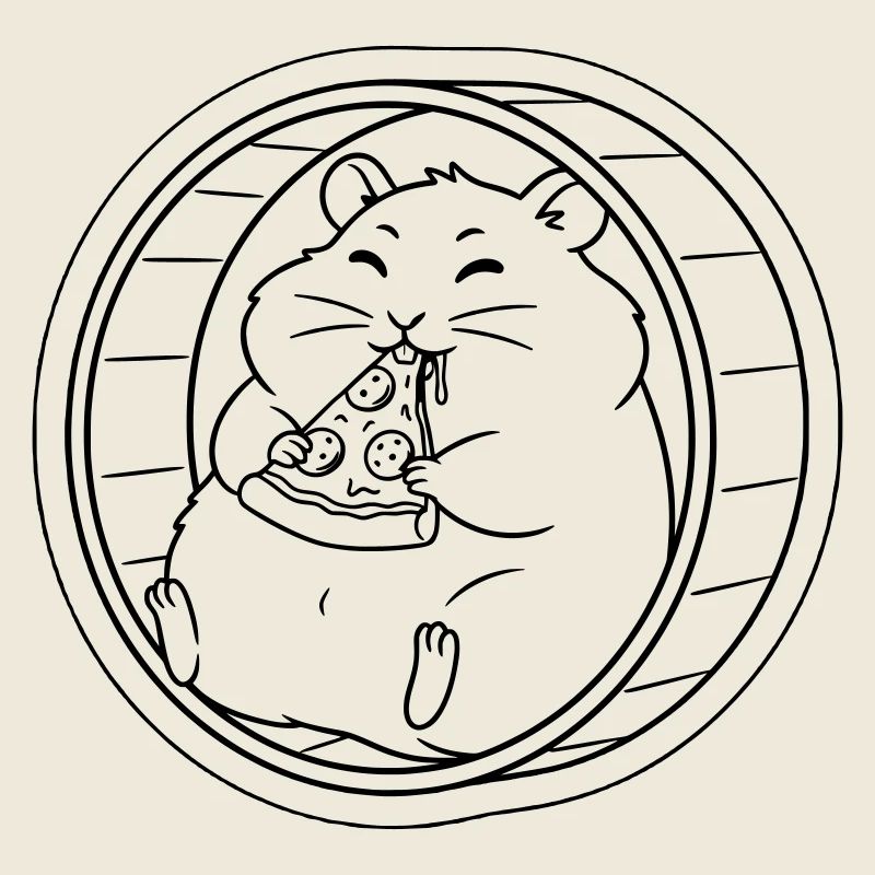 Hamster Laufrad Pizza Outline