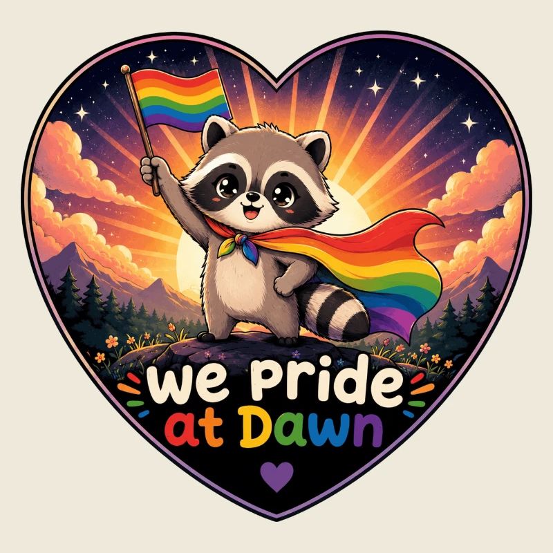 We Pride at Dawn Raccoon Pride Heart