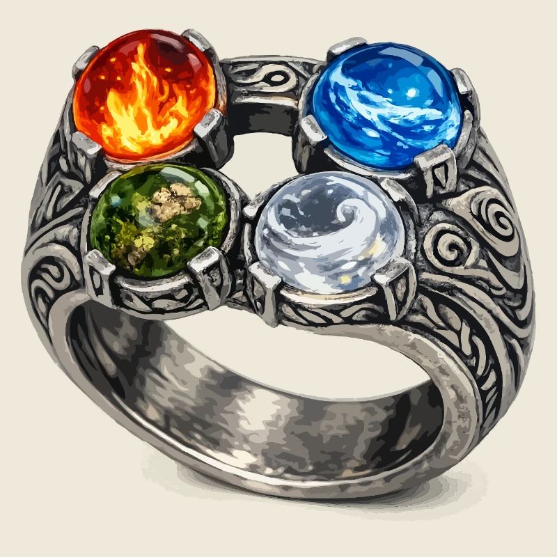 Four Elements Ring with Gemstones