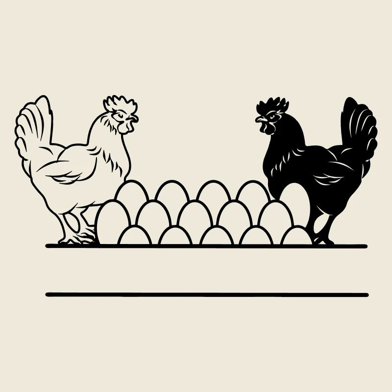 Hähnchen dunkles und helles Monogramm