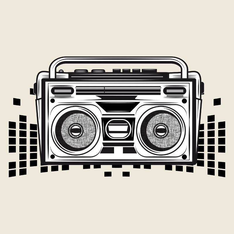 Cassette recorder in 80s stencil look