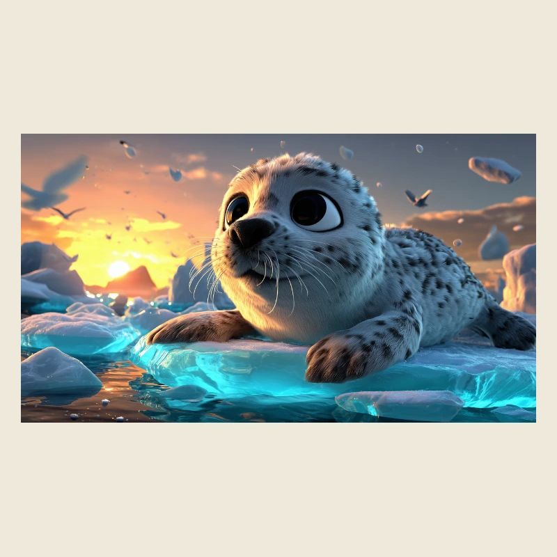 Süßes Robbenbaby auf Eisscholle