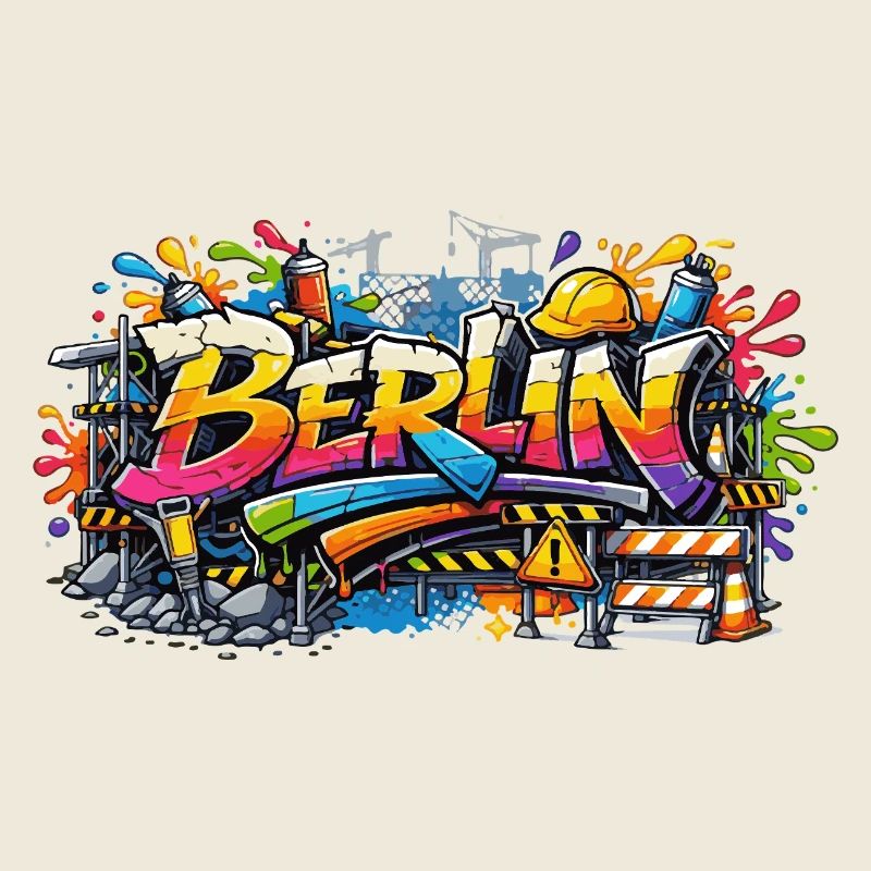 Style de chantier de graffiti à Berlin avec effets de couleur