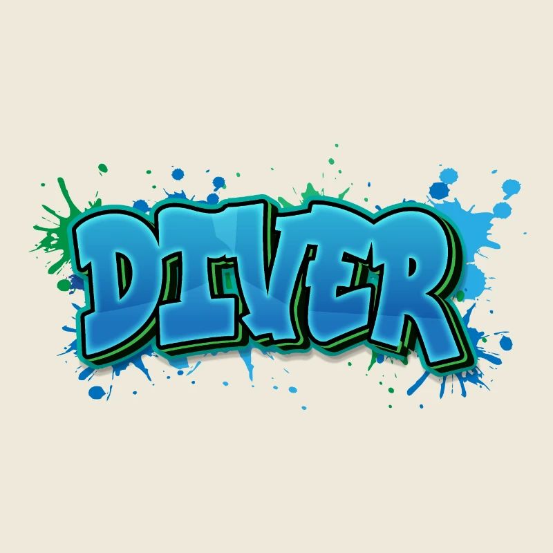 Diver Graffiti Paint Splash - Gift for Divers