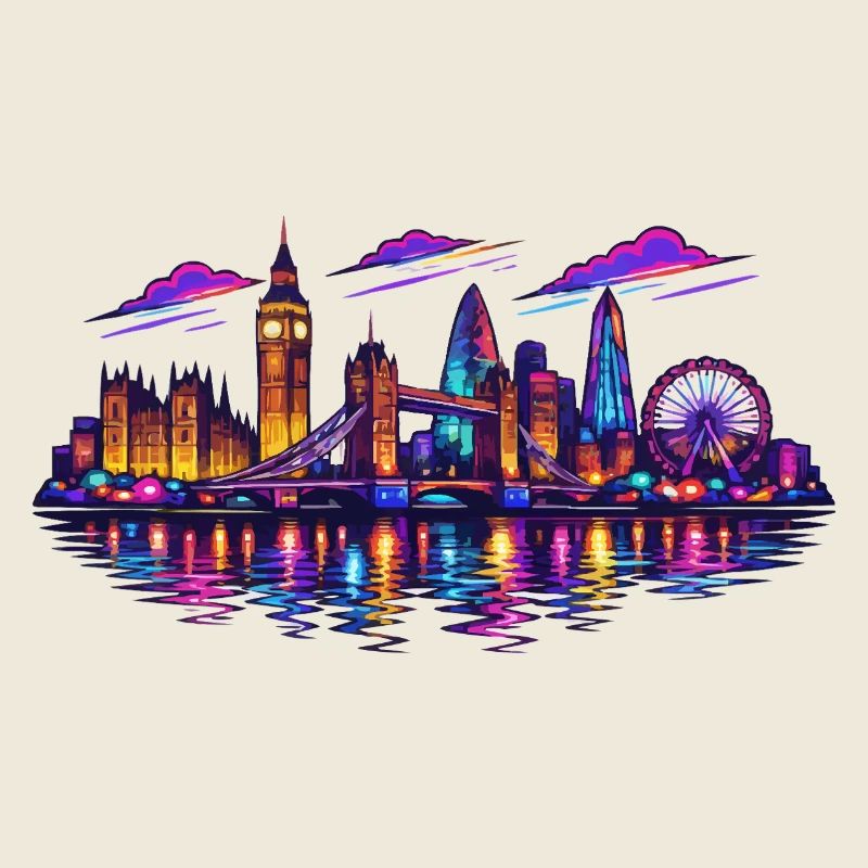 Nuit skyline de Londres au néon