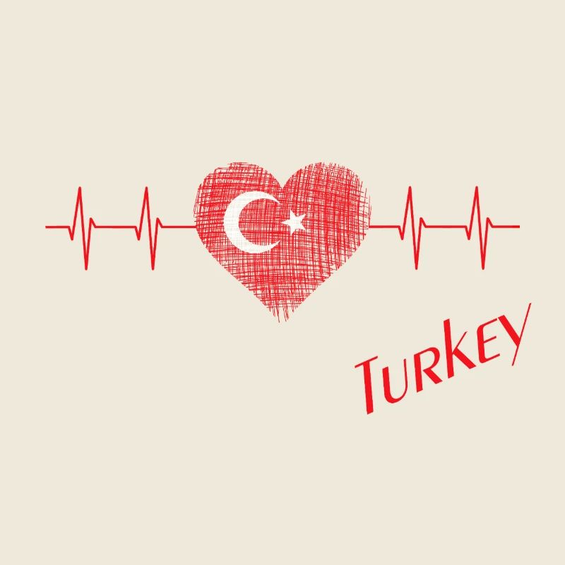 Turkish Heart with Flag and ECG