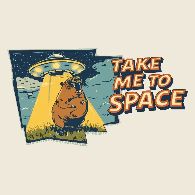 Emmenez-moi dans l’espace Capybara OVNI Pop Art