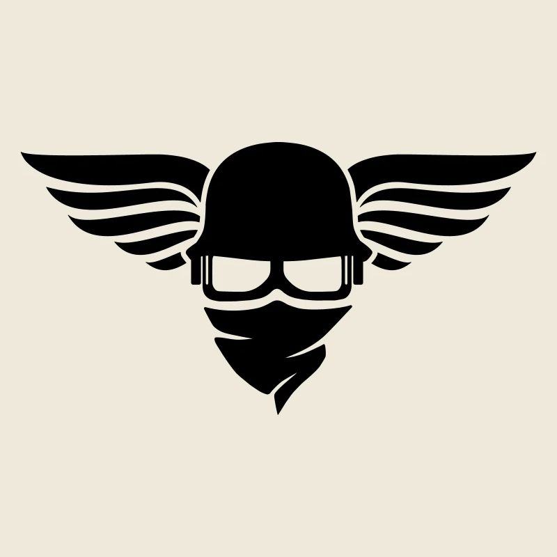 Motorradhelm mit Flügel, Bikerhelm und Bikerbrille