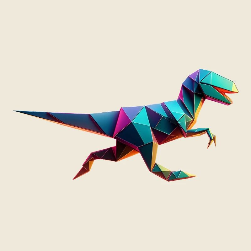 dinosaure raptor t-rex origami géométrique 3d