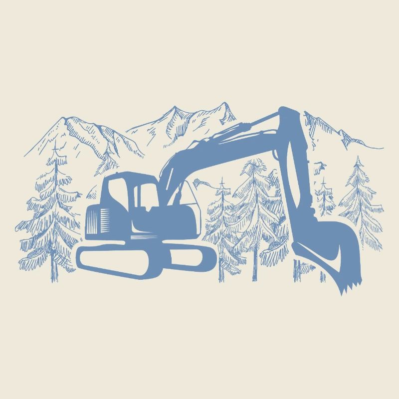 Bagger Silhouette Baugeräteführer Arbeit