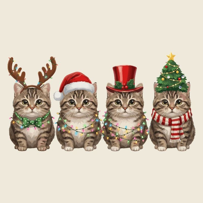 Getigerte Katze Weihnachtsmann Weihnachten 