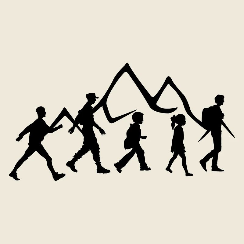 Wandergruppe oder Verein, Familienwanderung im Gebirge