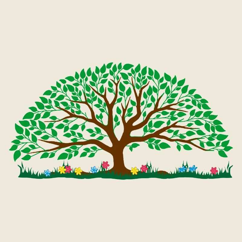 Bunter Baum – brauner Stamm mit grünen Blättern