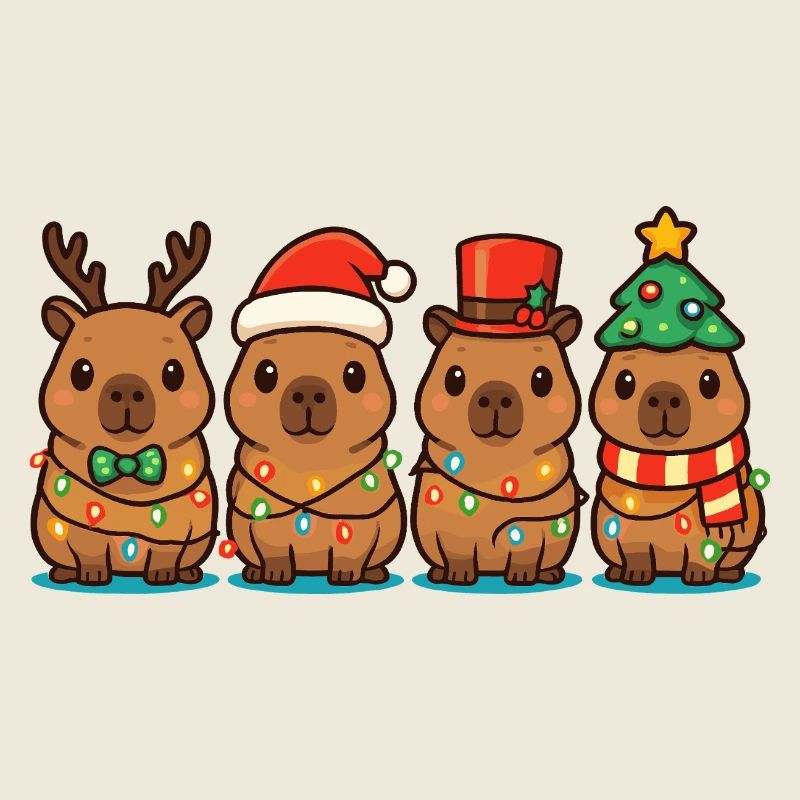 Capybara Weihnachtsmann Weihnachtsbeleuchtung