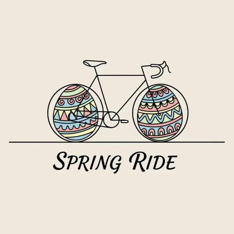 Spring Ride Easter Bike Line Art