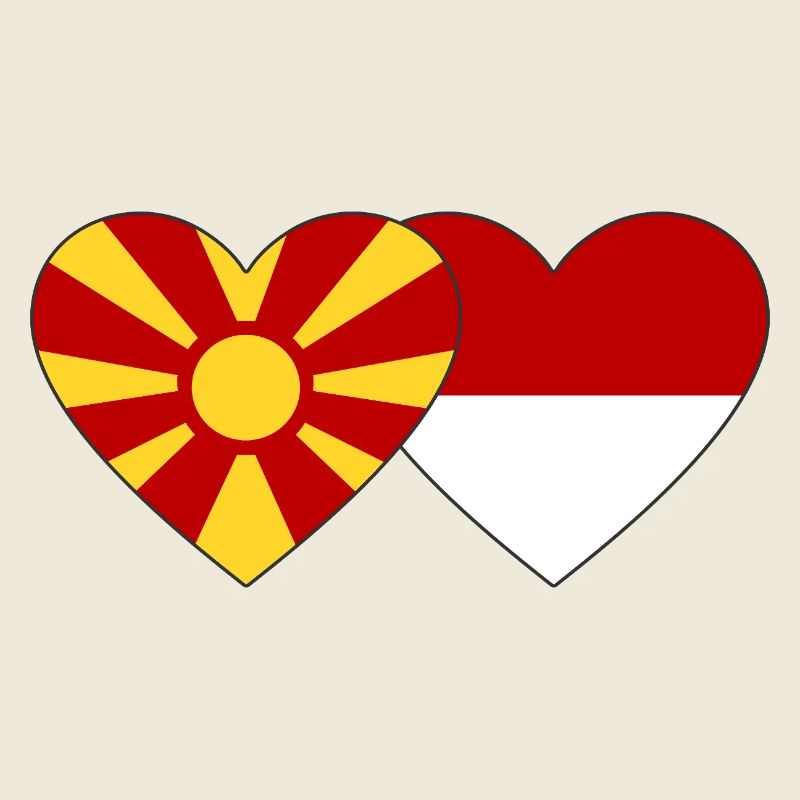 Macédoine Indonésie Drapeau Coeur
