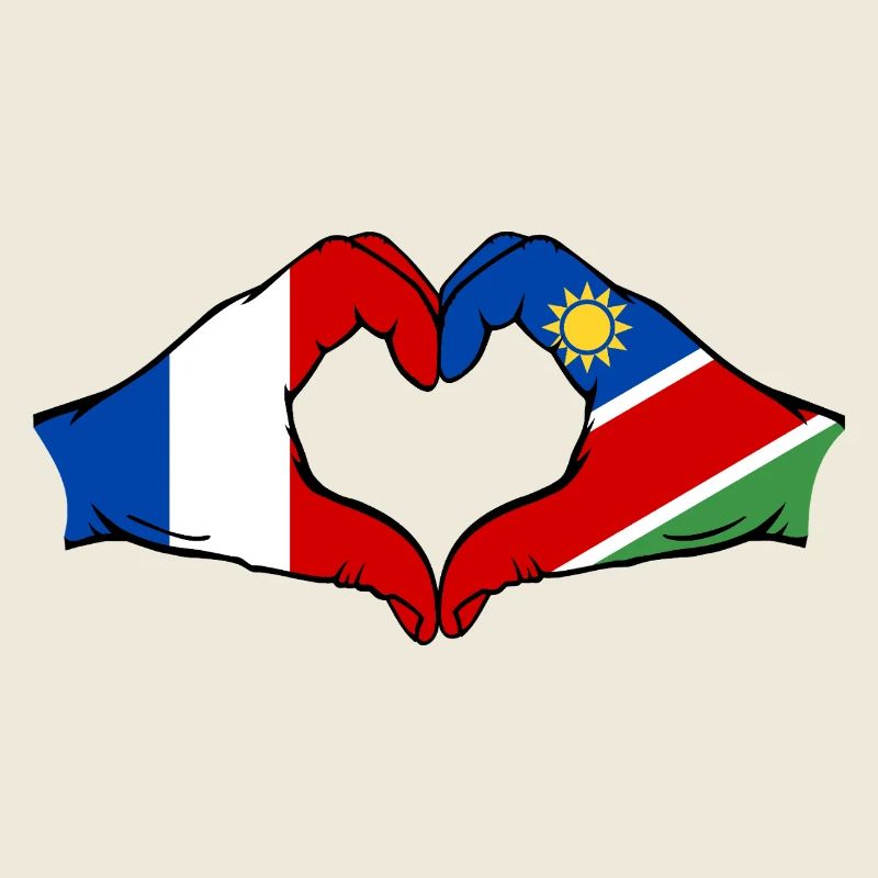 Frankreich Namibia Flagge Herz