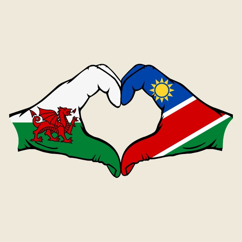 Wales Namibia Flagge Hände Herzform