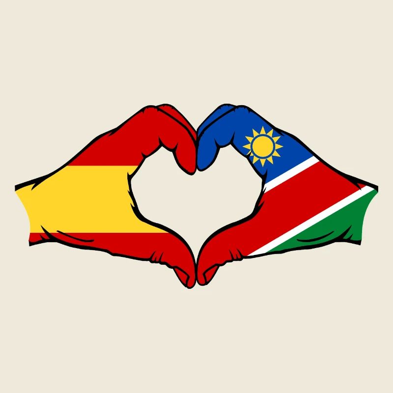 Spanien Namibia Flagge Hände Herzform
