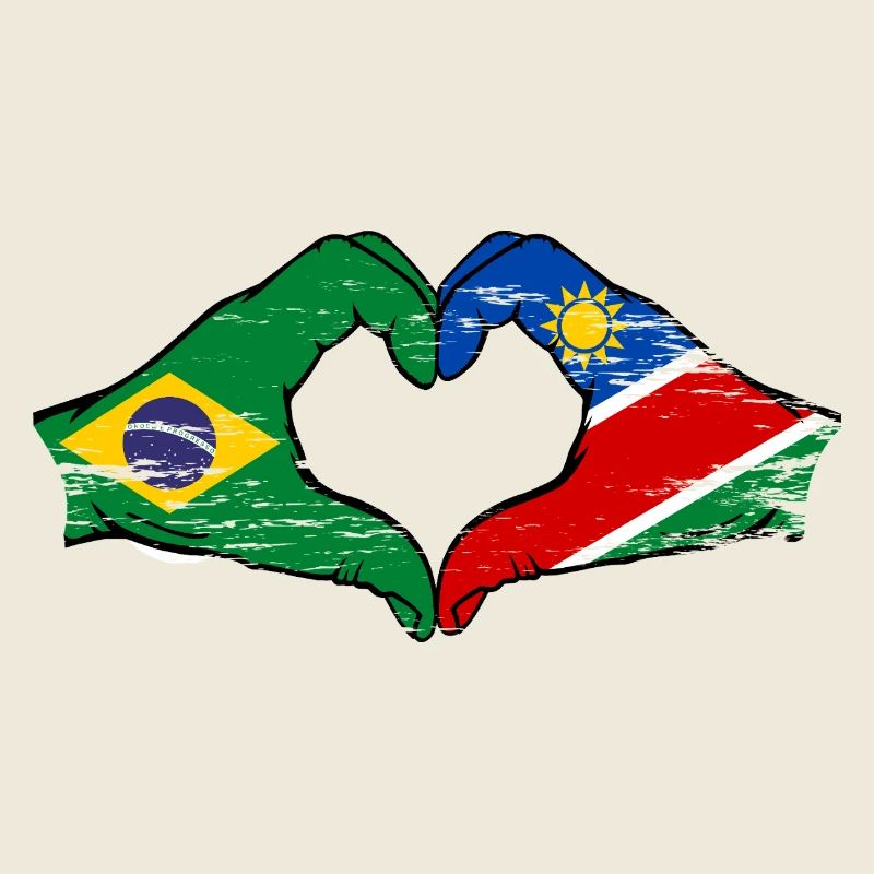 Brésil Namibie drapeau mains forme coeur
