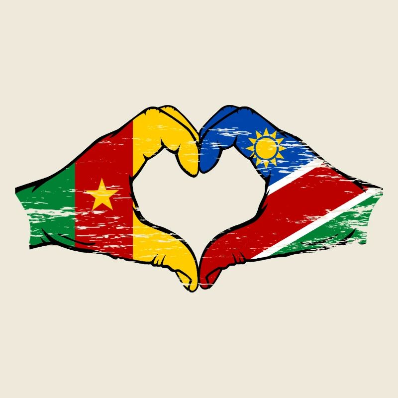Drapeau de Kemerun Namibie en forme de cœur