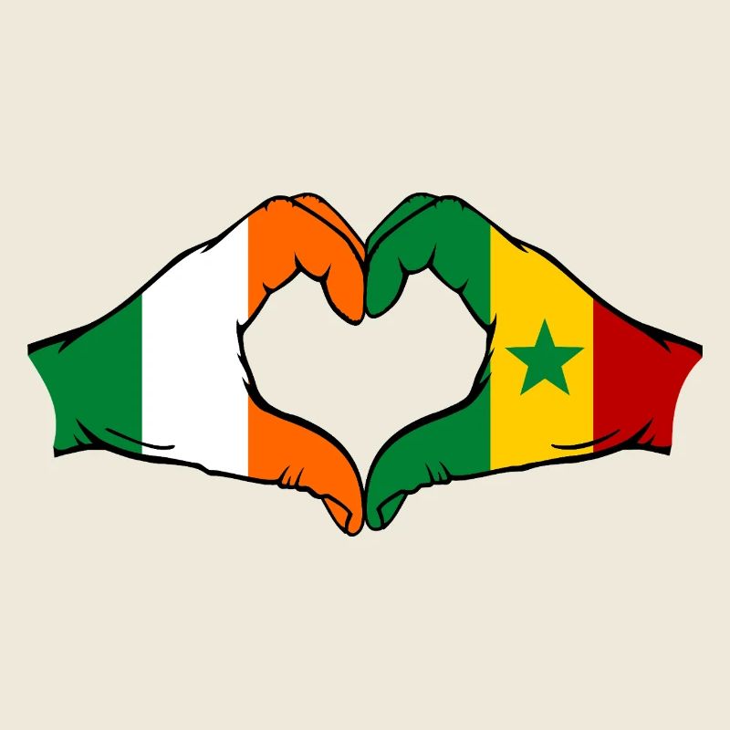 Irland Senegal Flagge Hände Herzform