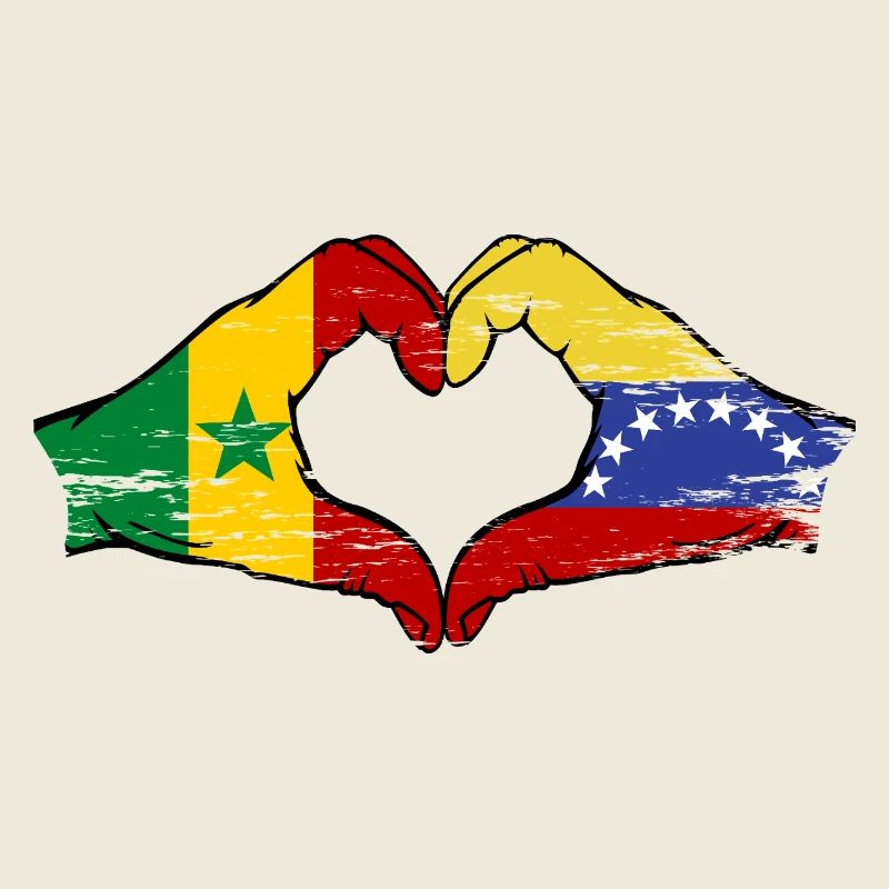 Sénégal Venezuela drapeau mains forme de coeur utilisé