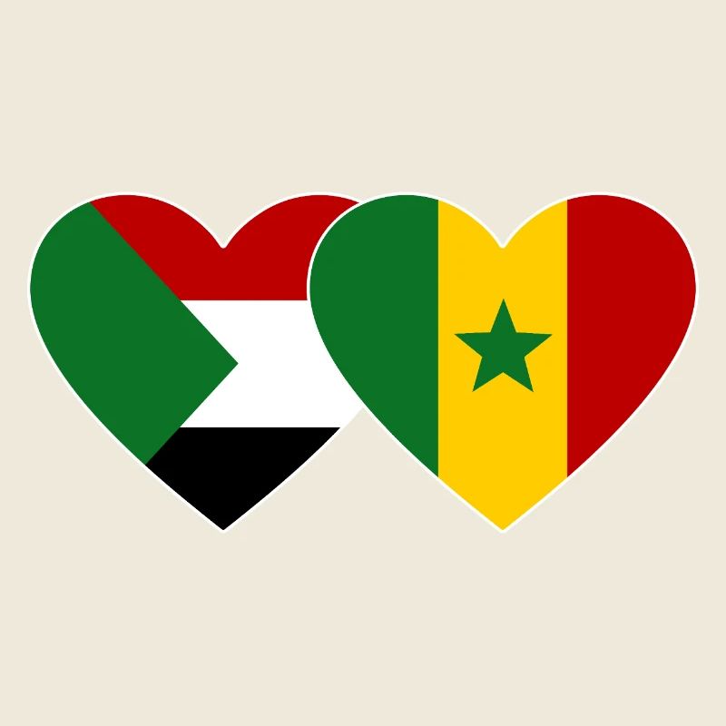 Sudan Senegal Flag Heart