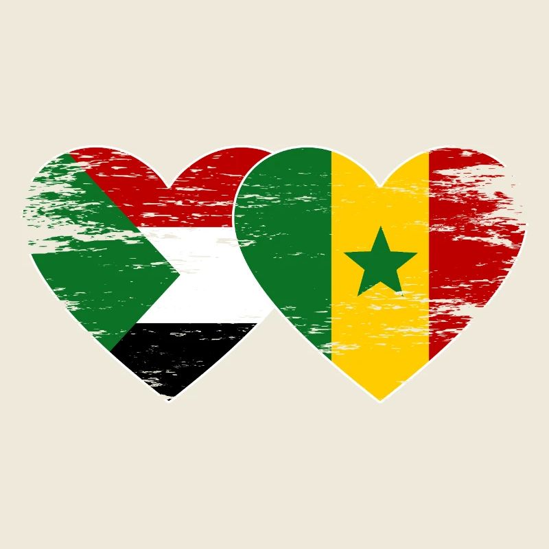 Soudan Sénégal Drapeau Coeur
