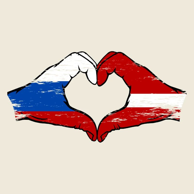 Russia Latvia Flag Hands Heart Shape