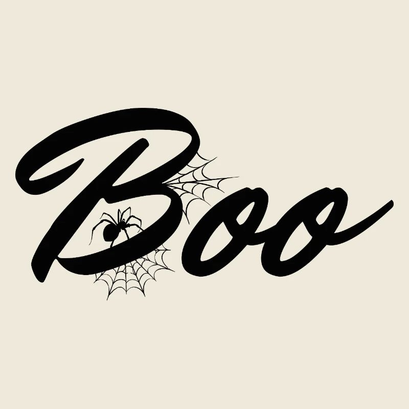 Boo Halloween Lettering with Spider Web