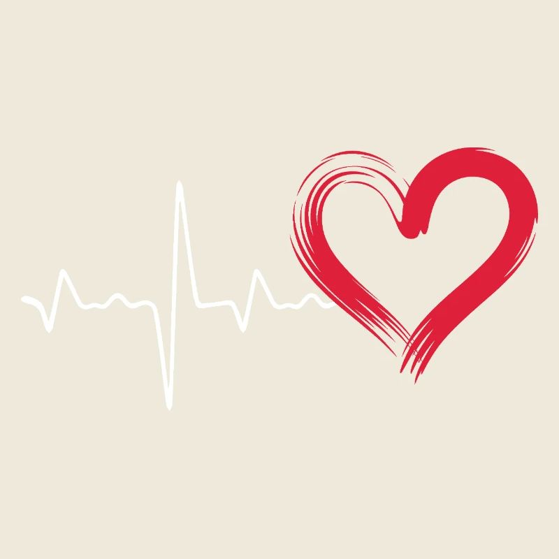 Heartbeat line with red heart