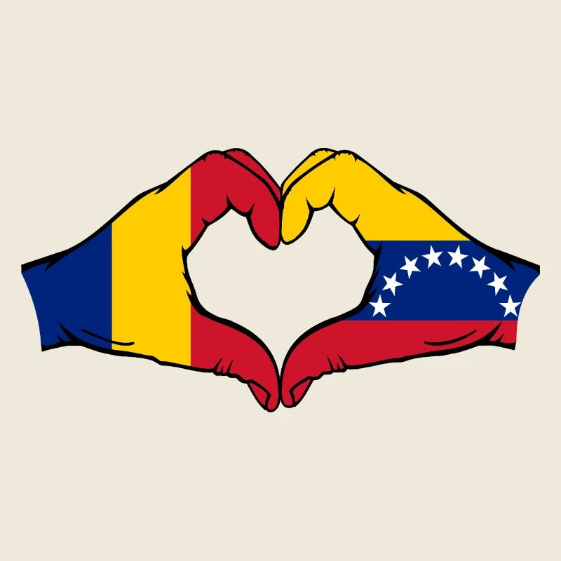 Cœur du drapeau Roumanie Venezuela