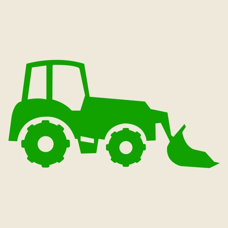 Green tractor with plow silhouette