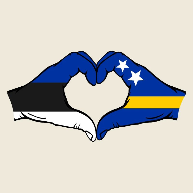 Estonie Drapeau de Curaçao Mains en forme de cœur