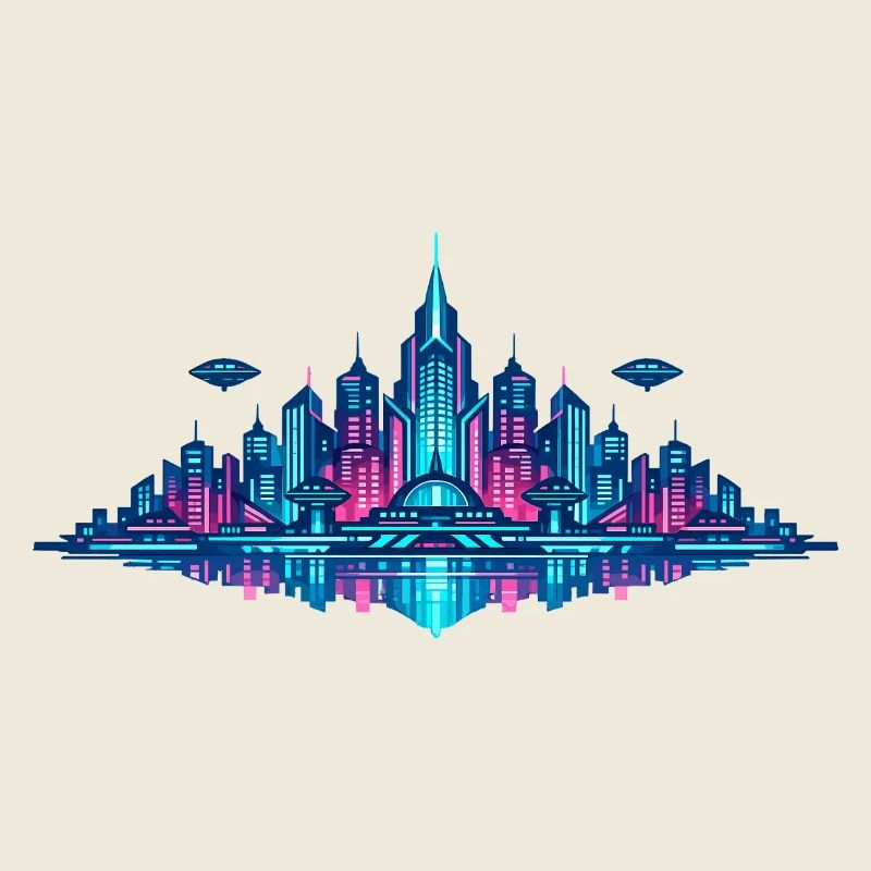 Neon City Reflection