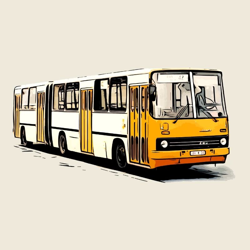 Bus articulé Ikarus jaune blanc