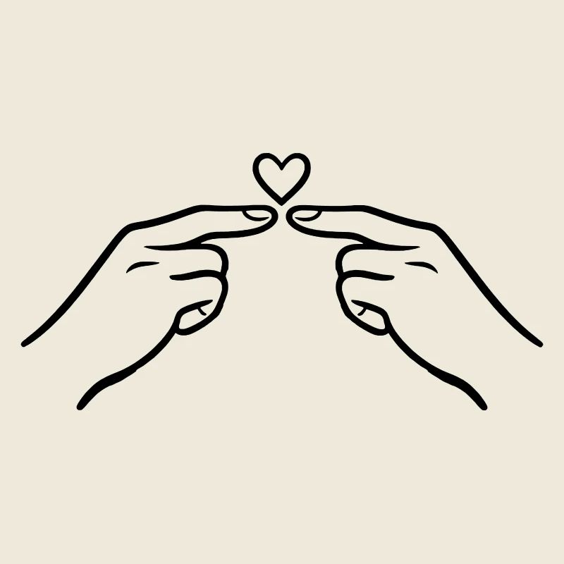 Finger Touch Heart Minimal Line Art Design