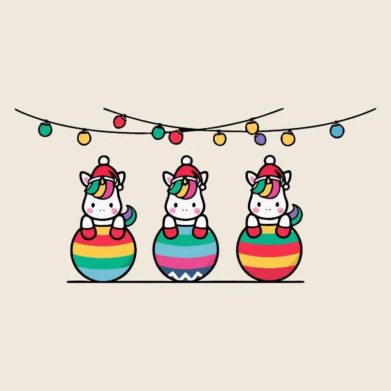 3 Einhörner Weihnachtskugeln Freunde