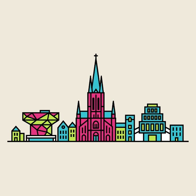 Antwerpener Stadtskyline-Kathedrale Moderne Linienkunst