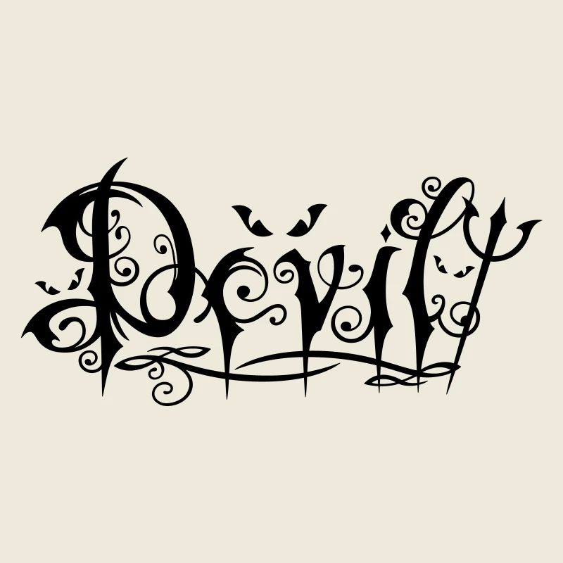 Lettrage du diable dans le style gothique ornemental