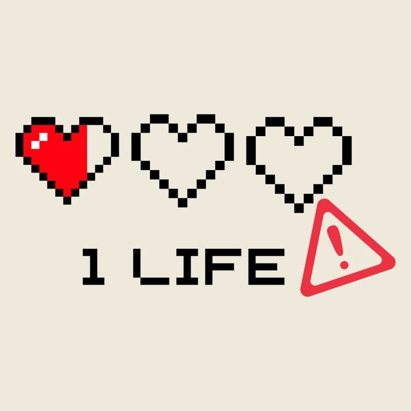 Pixel Heart and Warning Symbol Duo