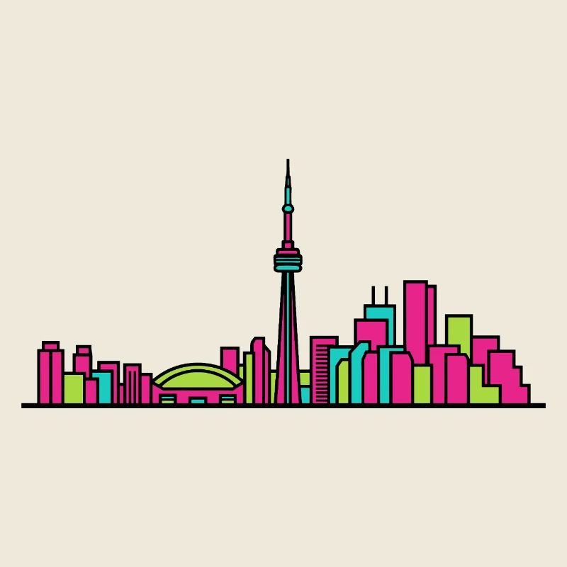 Toronto City Skyline CN Tower Modern Line Art