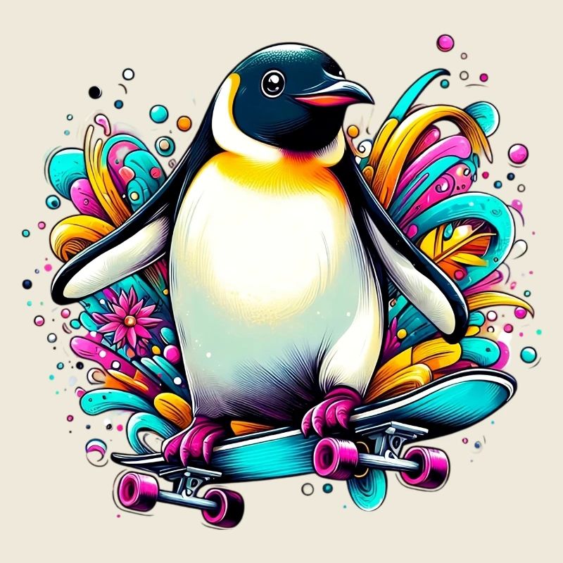 Pinguin Skateboard Skater Skater