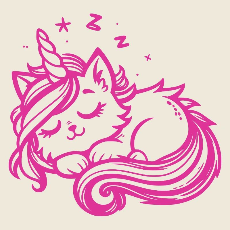 Chat licorne endormi (rose)