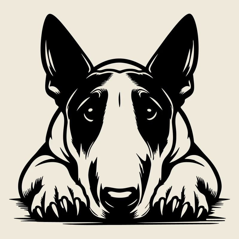 Tête de Bull Terrier avec pattes