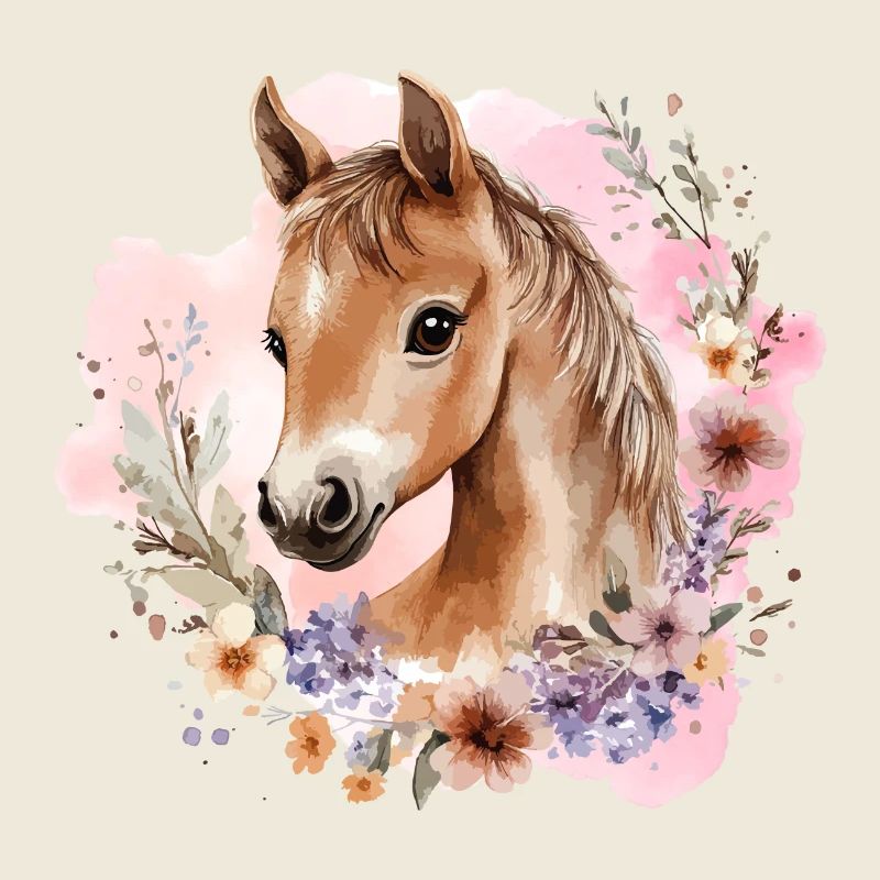 Cheval Fleurs Cheval Fille Poney Mignon Mignon